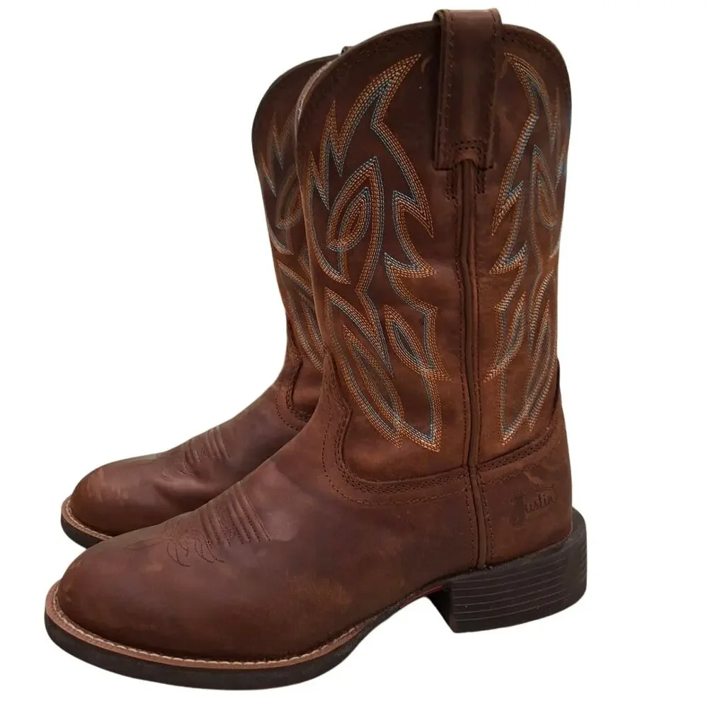 Justin Mens Boots Stampede Rendon 9.5D Cowboy Western Leather SE7530